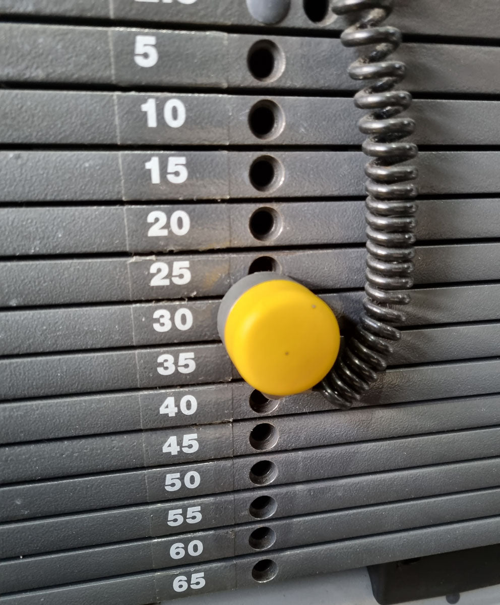 Technogym Wadenmaschine sitzend, Rotary Calf Press, Wadenpresse, Selection Line mit Isocontrol Display, Rahmenfarbe Silber, Polsterfarbe Braun, gebrauchter - überholter Zustand