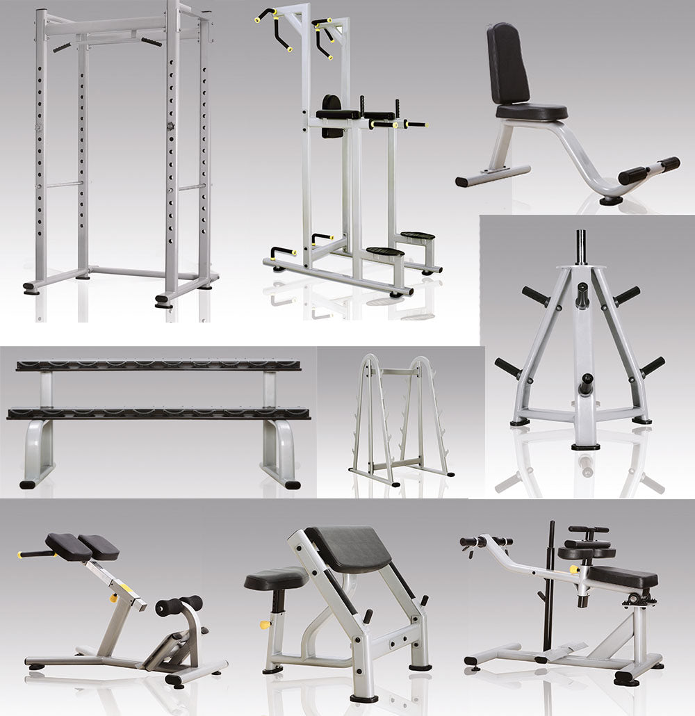 Complete gym equipment - equipment park with over 45 strength training machines - Danksport S-Line set with 45 fitness machines & accessories, exhibition equipment comparable to Gym80, Nautilus, Star Trac or TechnoGym