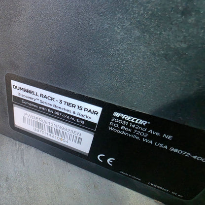 Jordan Kurzhantelsatz aus Urethane 2,5 bis 40kg in 2,5kg Stufen ( 16 Paare ) Material ähnlich Gummi bzw PU Polyurethane, INKLUSIVE Precor Kurzhantelablage, gebraucht - mit Gebrauchsspuren