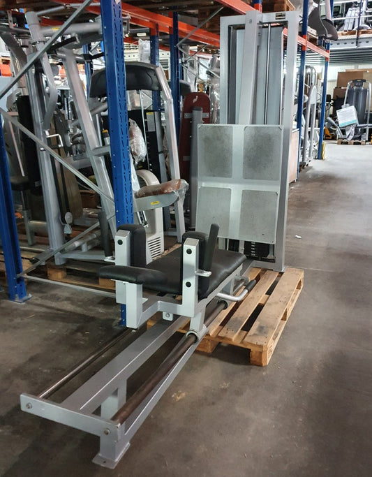 L+K Beinpresse, liegend, Gym80 Ähnlich, Leg Press Oldschool Bodybuilding, Silber, gebraucht - geprüfter Zustand