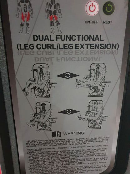 Dank Sport leg extension and leg curl combination device 2 in 1, leg curl and leg extension, frame black, upholstery black, exhibition device - assembled