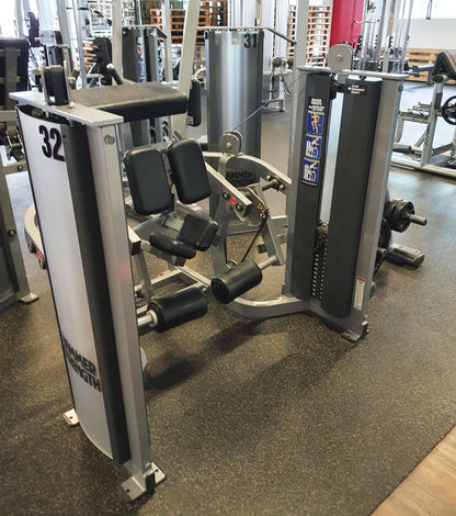 Life Fitness Pro2 and Hammer Strength - 15 strength training machines in a set, silver frame, used - refurbished condition