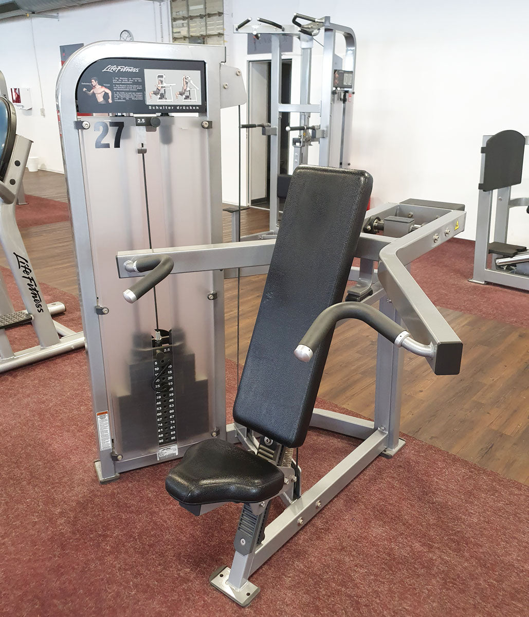 Life Fitness Pro2 and Hammer Strength - 15 strength training machines in a set, silver frame, used - refurbished condition
