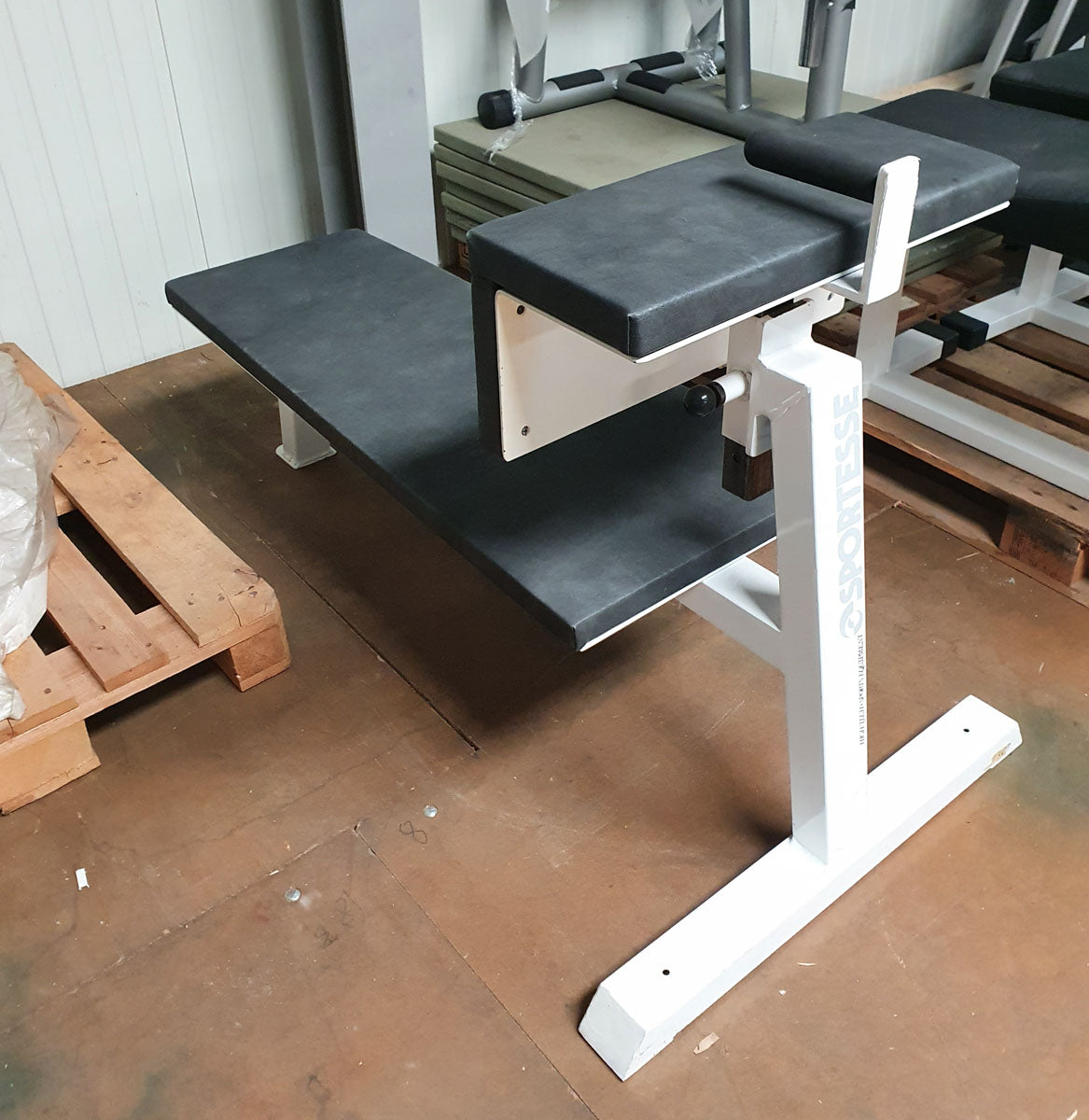 Sportesse Bauchbank, Decline/Abdominal Crunch Bench, Rahmenfarbe Weiß, Polster Schwarz/Granit, gebrauchter - geprüfter Zustand