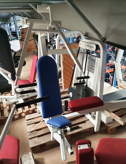 ASS Schrägbankdrückmaschine, Incline Chest Press, schräge Brustpresse, Rahmenfarbe Weiß, gebraucht - geprüfter Zustand