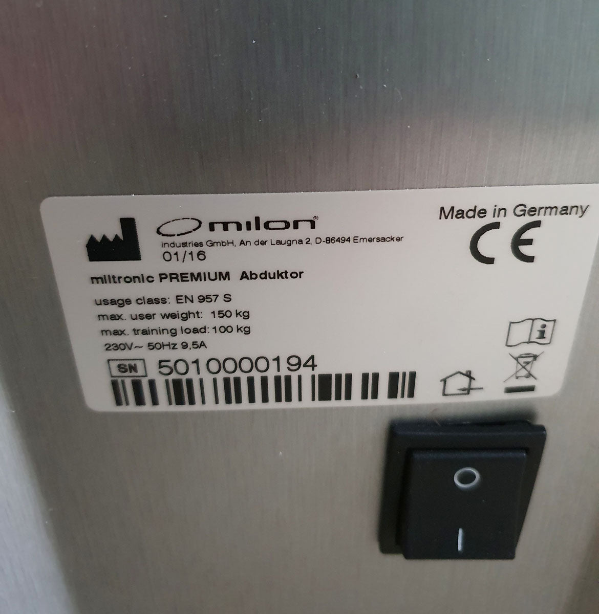 Milon Premium Adductors - Abductor machines, Hip Abductor and Adductor, 2 machines in a set, brushed aluminum housing, used - refurbished condition