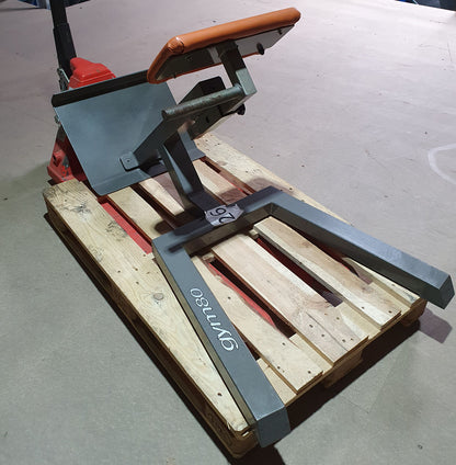 Gym80 back extension bench, 45 degrees, hyperextension, silver frame, brown upholstery, used with signs of wear