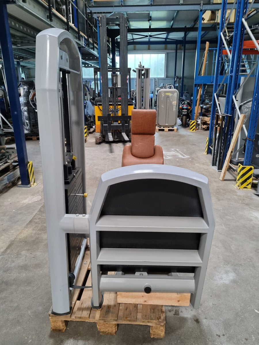 Jimsa Beinpresse sitzend, Leg Press, 220kg, Rahmenfarbe Silber, Polsterfarbe Braun, gebraucht - überholter Zustand