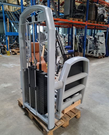 Jimsa Beinpresse sitzend, Leg Press, 220kg, Rahmenfarbe Silber, Polsterfarbe Braun, gebraucht - überholter Zustand