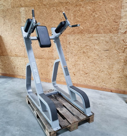 Precor Dip and Leg Raise Stand, Leg Raise, Silver Frame, Black Upholstery, Used - Refurbished Condition