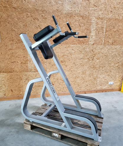 Precor Dip and Leg Raise Stand, Leg Raise, Silver Frame, Black Upholstery, Used - Refurbished Condition