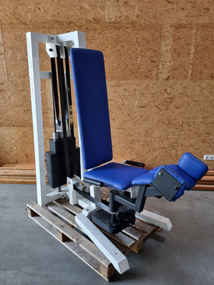 Gym80 Abduktorenmaschine, Hip Abductor, Rahmenfarbe Weiß, Polsterfarbe Blau, gebraucht - überholter Zustand