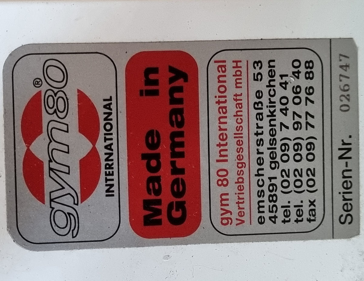 Gym80 Abduktorenmaschine, Hip Abductor, Rahmenfarbe Weiß, Polsterfarbe Blau, gebraucht - überholter Zustand
