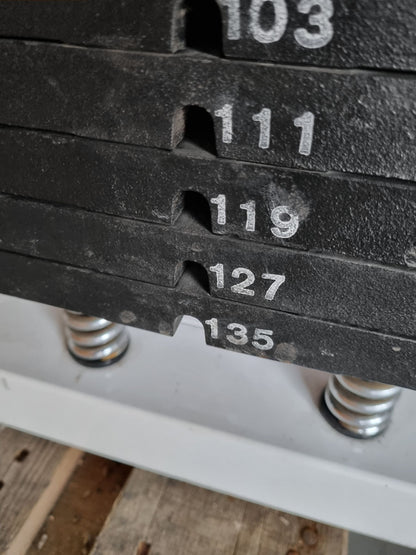 Gym80 Rückenstreckermaschine, Hyperextension, verstellbar, Rahmenfarbe Weiß, Polsterfarbe Blau, gebraucht - überholter Zustand