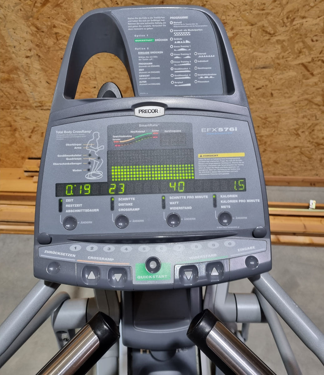 Precor Crosstrainer, EFX 576i with CrossRamp - adjustable incline, elliptical trainer - used - refurbished condition