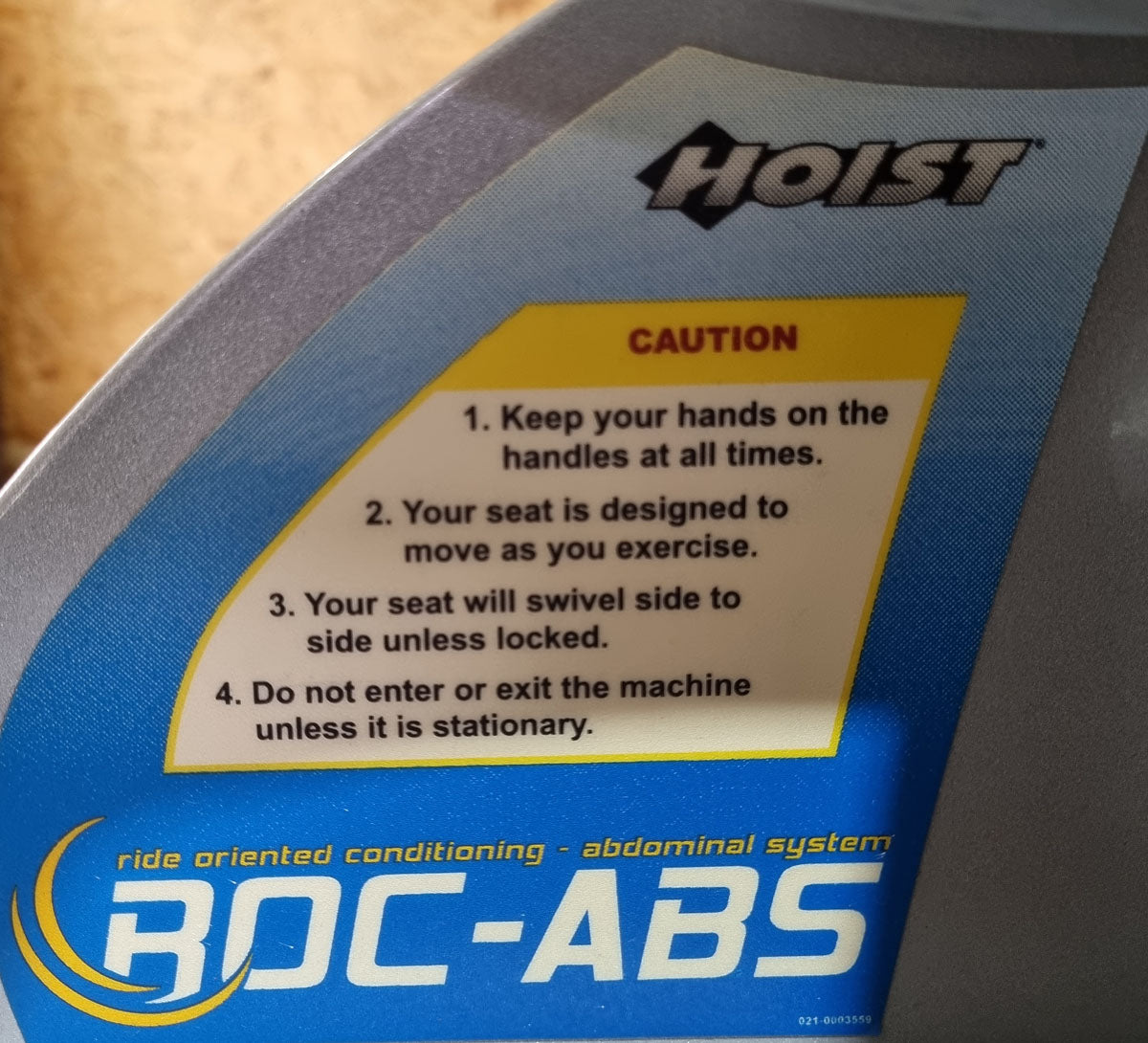 Hoist Roc-Abs Machine, Roc it Series Abdominal Crunch, Plate loaded, Rotation, Frame color silver, Upholstery color blue, used - refurbished condition