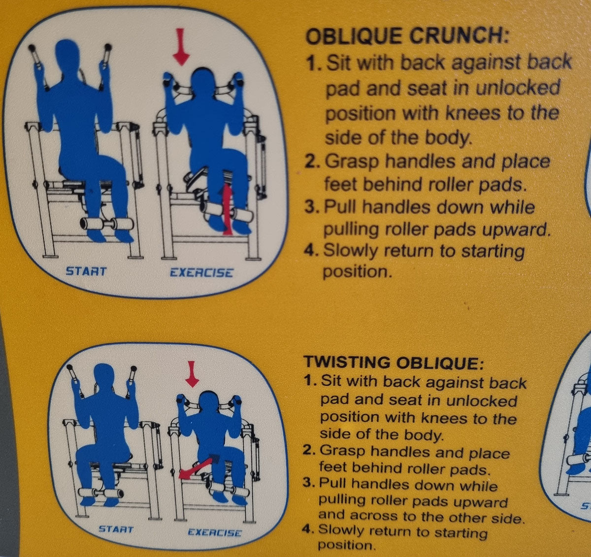 Hoist Roc-Abs Machine, Roc it Series Abdominal Crunch, Plate loaded, Rotation, Frame color silver, Upholstery color blue, used - refurbished condition