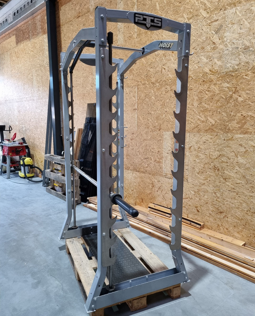 Hoist PTS 3D Multi-Press with Cable Crossover, Max Rack Smith Machine with Cable Crossover, Dual Adjustable Pulley DAP, Frame Color Silver, Used - Refurbished Condition