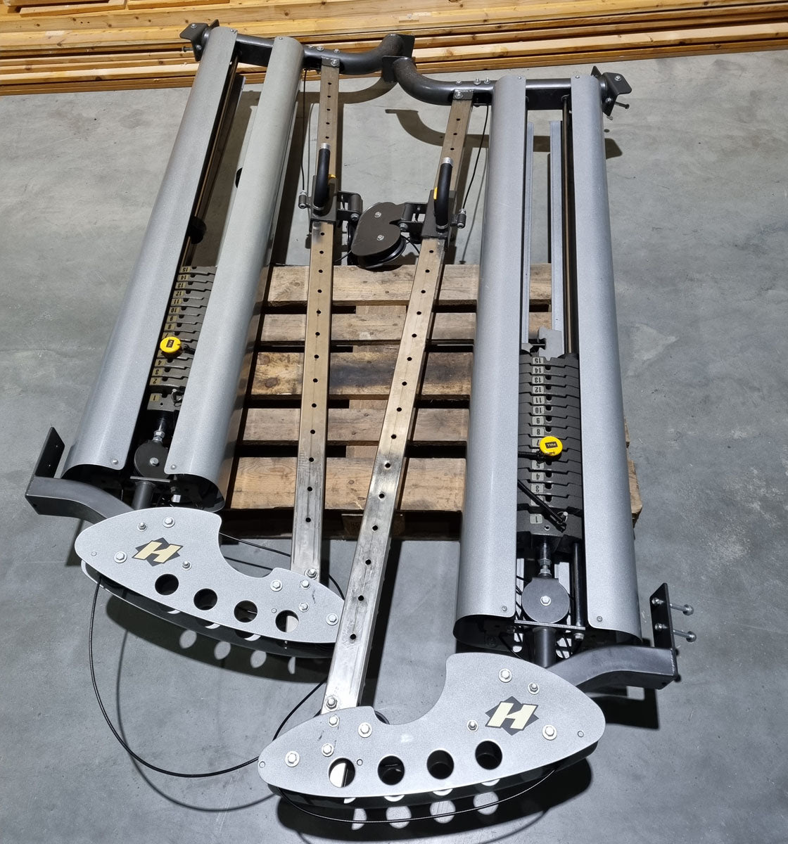 Hoist PTS 3D Multi-Press with Cable Crossover, Max Rack Smith Machine with Cable Crossover, Dual Adjustable Pulley DAP, Frame Color Silver, Used - Refurbished Condition