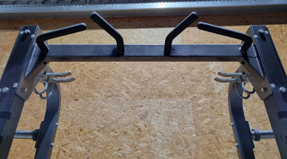 Hammer Strength HD Elite Half Rack mit Holzboden und Pull Up Bar, Rahmenfarbe Schwarz, gebraucht - überholter Zustand