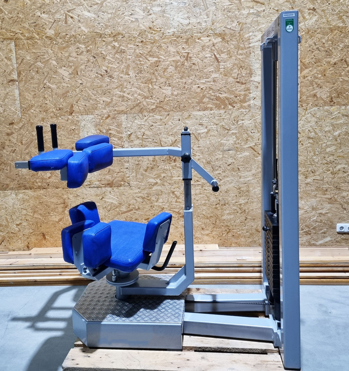 SVG torso rotator - rotation machine - lateral abdominal muscles, frame color silver, upholstery color blue, used - overhauled condition