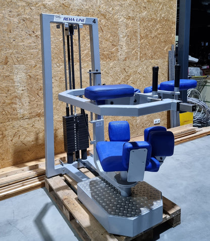 SVG torso rotator - rotation machine - lateral abdominal muscles, frame color silver, upholstery color blue, used - overhauled condition