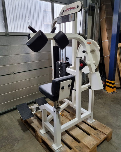 Life Fitness Pro 2 Bauchmaschine, Ab Crunch, Bauchbeuger, Abdominal Crunch, Rahmenfarbe Weiß, Polsterfarbe Schwarz, gebraucht - überholter Zustand