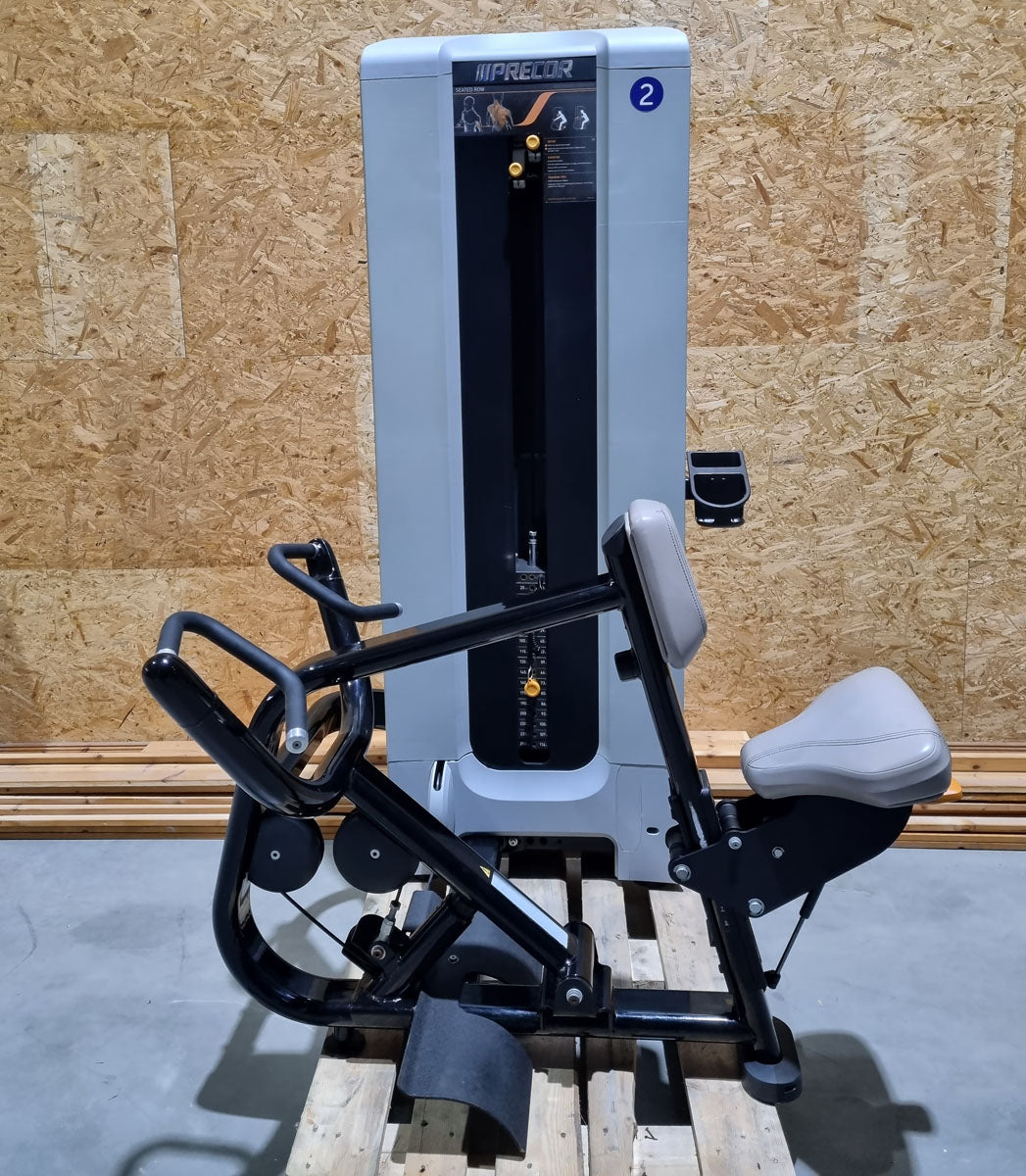 Precor Rowing Machine with Chest Support, Row, Lat Rowing Machine, Frame Color Black, Upholstery Color Gray, Used - Refurbished Condition