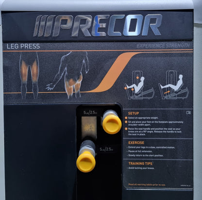 Precor Beinpresse sitzend, LegPress seated, Rahmenfarbe Schwarz, Polsterfarbe Grau, gebraucht - überholter Zustand