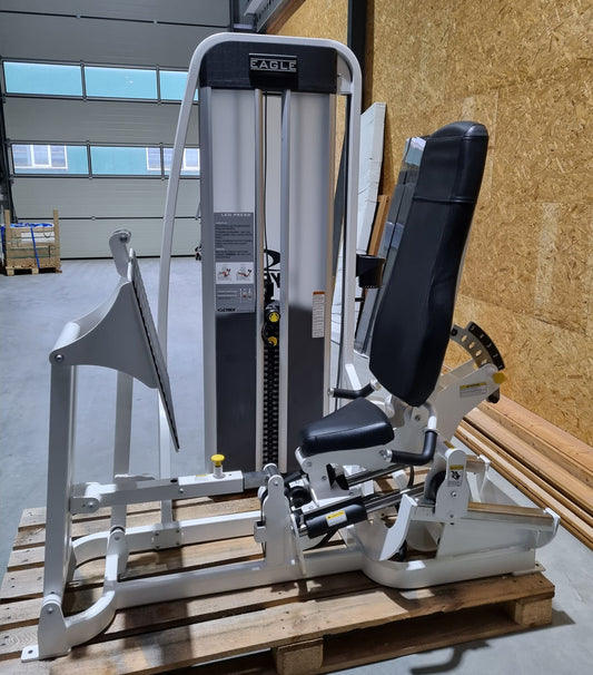 Cybex Eagle Leg Press, Leg Press with Stack Weights, Frame Color White, Upholstery Color Black, Used - Refurbished Condition