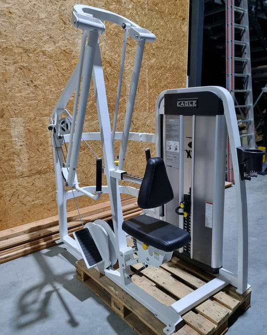 Cybex rowing machine, lat rowing, lat isolator, row, frame color white, upholstery black, used - refurbished condition