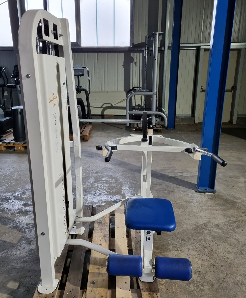 Competition Line Trizepsmaschine Dip, Triceps Extension Dip, Rahmenfarbe Weiß, Polsterfarbe Blau, gebraucht - überholter Zustand