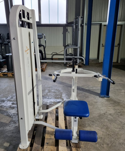 Competition Line Trizepsmaschine Dip, Triceps Extension Dip, Rahmenfarbe Weiß, Polsterfarbe Blau, gebraucht - überholter Zustand