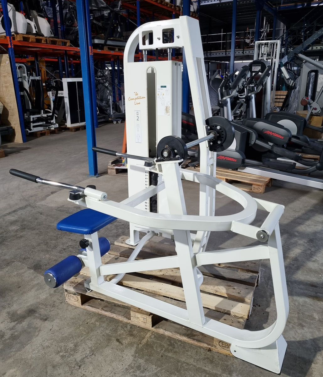 Competition Line Trizepsmaschine Dip, Triceps Extension Dip, Rahmenfarbe Weiß, Polsterfarbe Blau, gebraucht - überholter Zustand