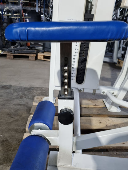 Competition Line Trizepsmaschine Dip, Triceps Extension Dip, Rahmenfarbe Weiß, Polsterfarbe Blau, gebraucht - überholter Zustand