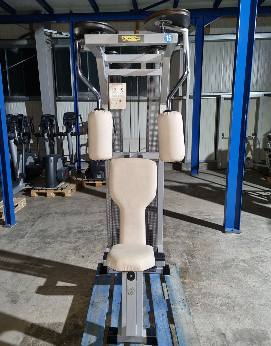 Technogym Butterfly Reverse, Rowing Torso, Silverline, Rahmenfarbe Silber, Polsterfarbe Beige, gebraucht