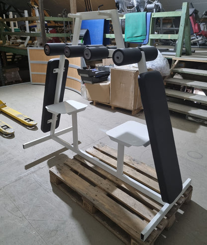 Bauchbank doppelt, schräg, Oldschool Bodybuilding, Rahmenfarbe Weiß, Polsterfarbe Schwarz, gebraucht