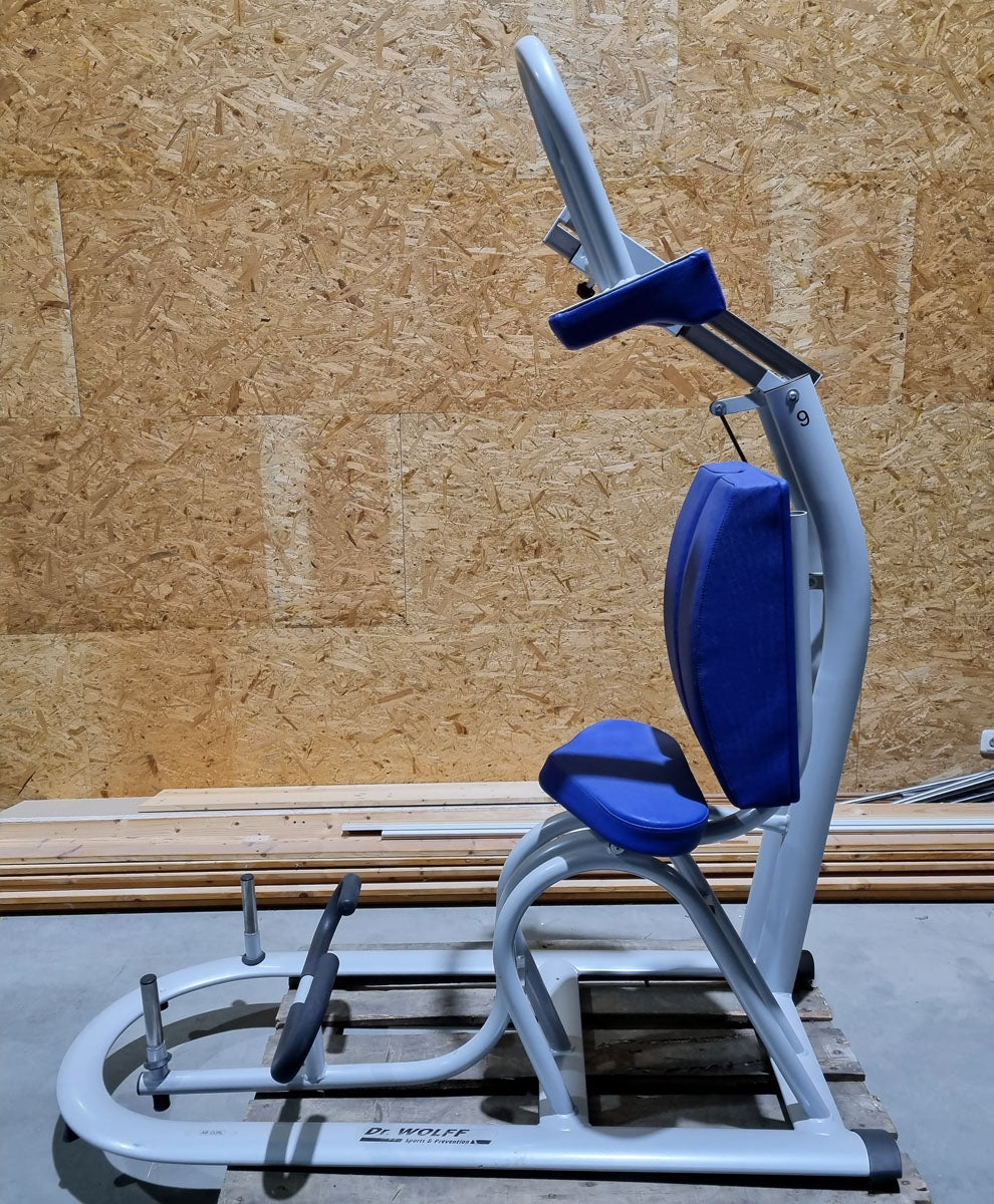 Dr. Wolff Ab Curl 536, back-friendly abdominal machine crunch, frame color silver - used - refurbished condition