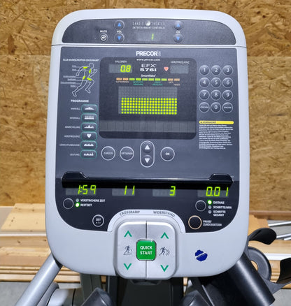 Precor Crosstrainer, EFX 576i with CrossRamp - adjustable incline, elliptical trainer - used - refurbished condition - new display