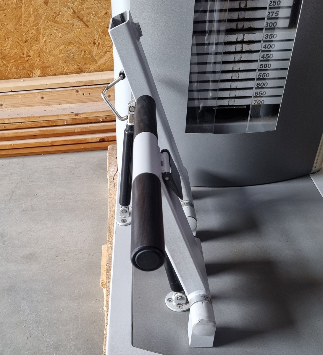 Frei Genius Eco Rückenstreckermaschine, Hyperextension, Rückenmaschine Lower Back, Rahmenfarbe Silber, Polsterfarbe Rot, gebraucht - überholter Zustand