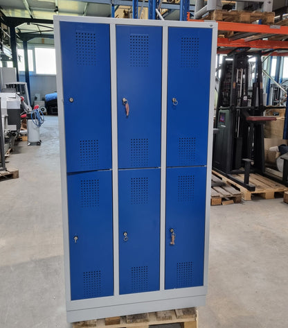 Locker cabinet from C+P - Made in Germany - Body silver-grey, doors blue, used