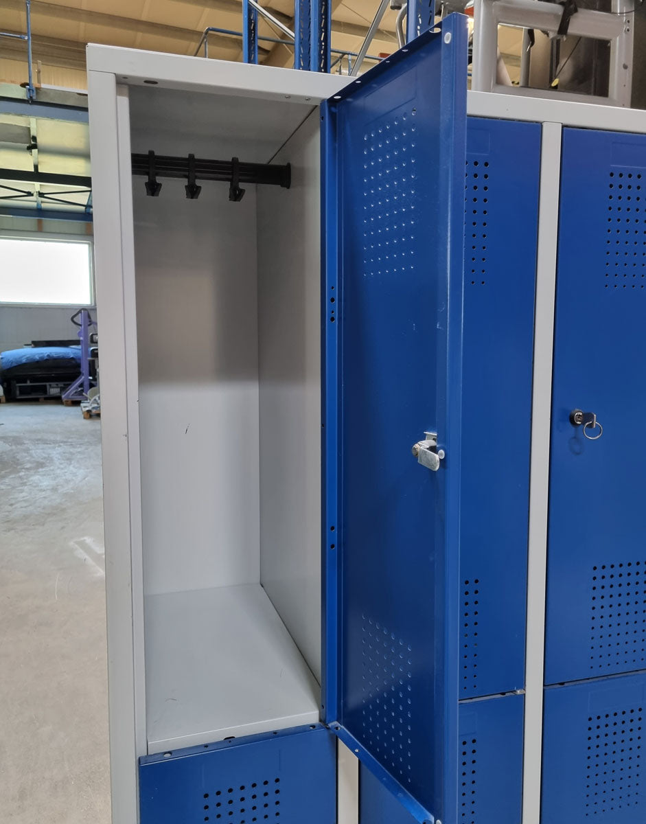 Locker cabinet from C+P - Made in Germany - Body silver-grey, doors blue, used