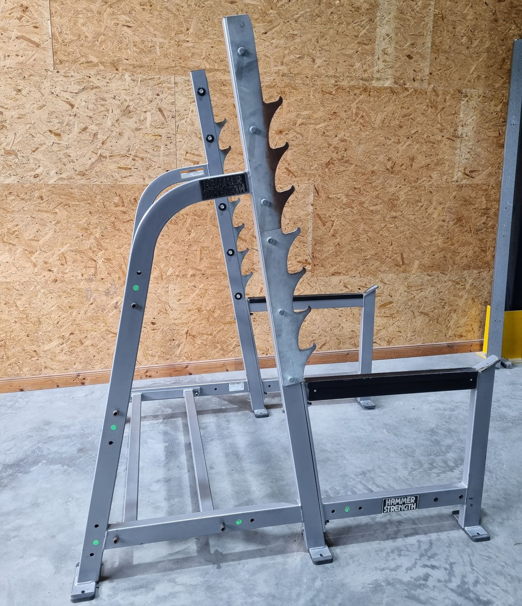 Hammer Strength Kniebeugenständer, Olympic Squat Rack O-SR, Rahmenfarbe Silber, gebraucht - überholter Zustand
