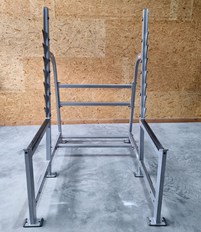Hammer Strength Kniebeugenständer, Olympic Squat Rack O-SR, Rahmenfarbe Silber, gebraucht - überholter Zustand