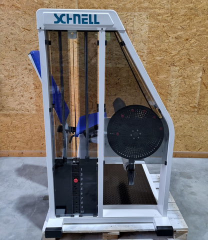 Schnell Beinstrecker und Beinbeuger sitzend im Set 2 Geräte - Neu lackiert - Leg Curl und Leg Extension, Rahmenfarbe Weiß, Polsterfarbe Blau, gebraucht - überholter Zustand