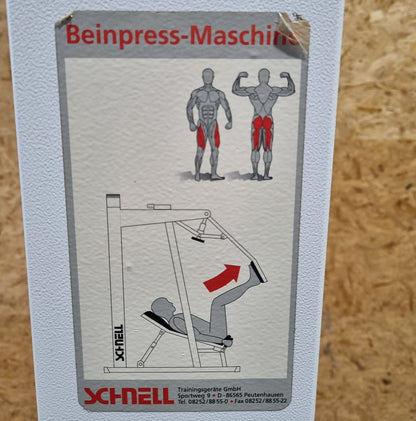 Schnell Beinpresse 45° Legpress, Beinpress-Maschine aus der Target Kompakt Line - Oldschool Bodybuilding, Rahmenfarbe Weiß, gebrauchter - überholter Zustand