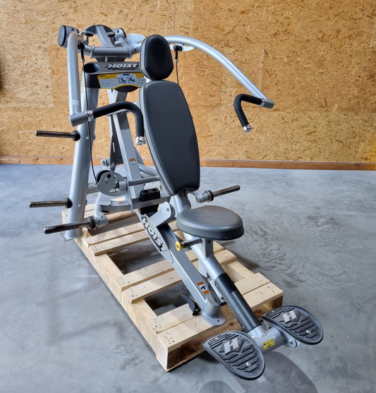 Hoist Roc-IT Incline Chestpress, RPL-5303 Bench Press Machine Incline, Incline Chest Press, Roc IT Plate Loaded Series, Frame Color Silver, Used - Refurbished Condition