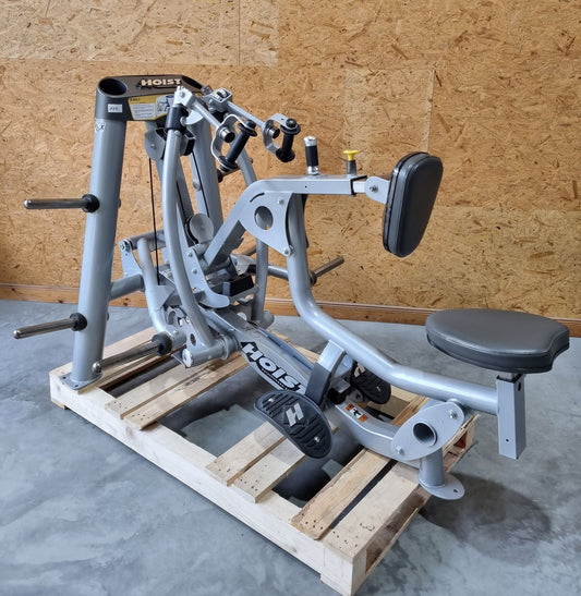 Hoist Roc-IT Mid Row, RPL-5203 rowing machine with chest support, lat rowing, Roc IT Plate loaded series, frame color silver, used - refurbished condition