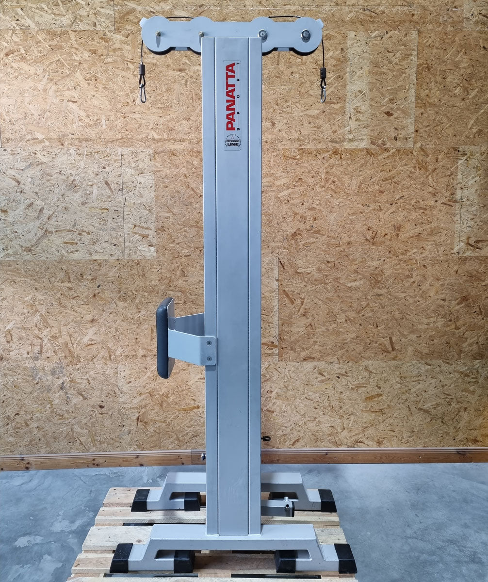 Panatta double cable pulley tower, triceps tower from above, 1x with hip pad, 50kg and 80kg weight block, triceps pulley tower - used - tested condition