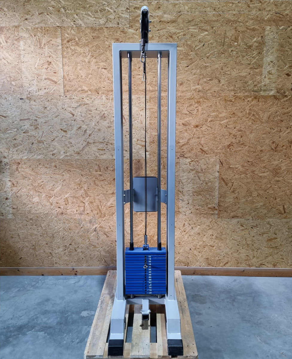 Panatta double cable pulley tower, triceps tower from above, 1x with hip pad, 50kg and 80kg weight block, triceps pulley tower - used - tested condition